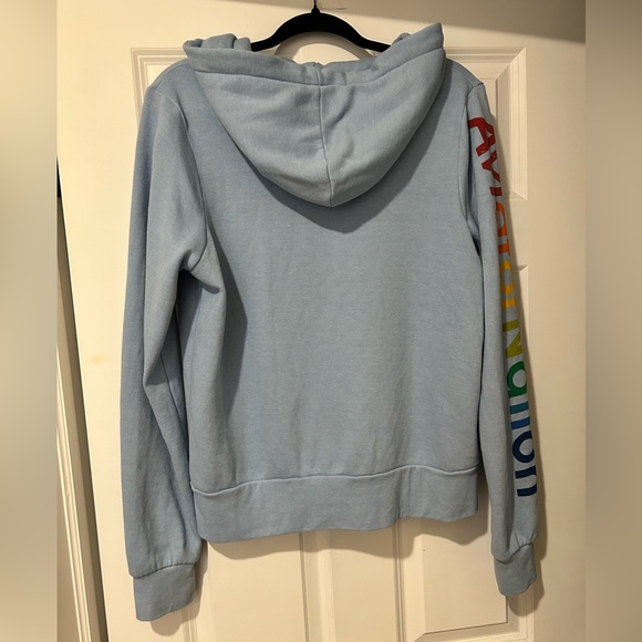 EUC Aviator Nation Light Blue Hoodie with Multicolor Arm Logo - Picture 4 of 13